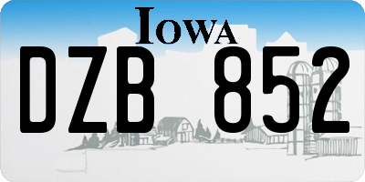 IA license plate DZB852