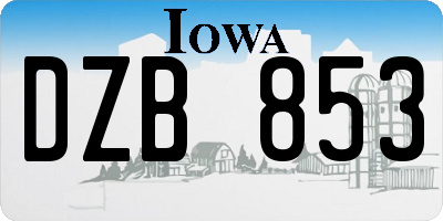 IA license plate DZB853