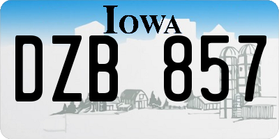 IA license plate DZB857