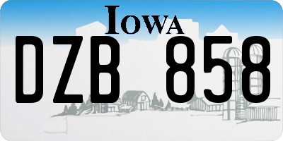 IA license plate DZB858