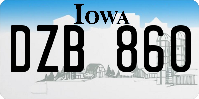 IA license plate DZB860