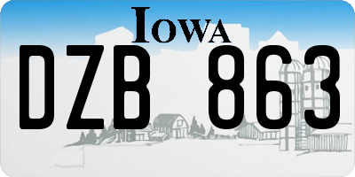 IA license plate DZB863