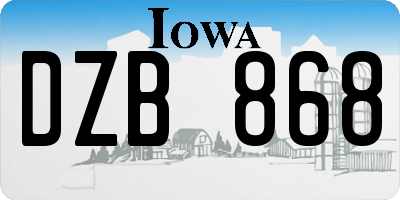 IA license plate DZB868