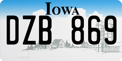 IA license plate DZB869