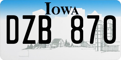 IA license plate DZB870