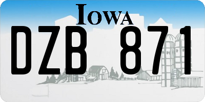 IA license plate DZB871