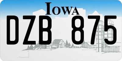 IA license plate DZB875