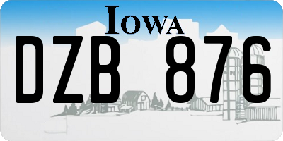 IA license plate DZB876