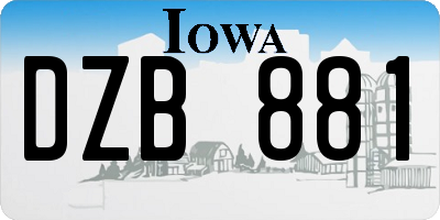 IA license plate DZB881