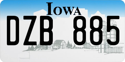 IA license plate DZB885