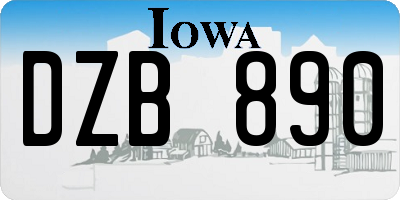 IA license plate DZB890