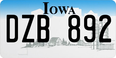 IA license plate DZB892