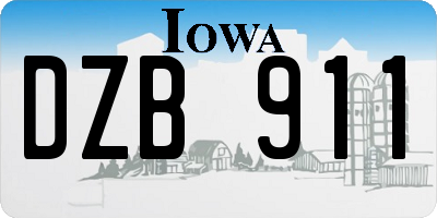 IA license plate DZB911