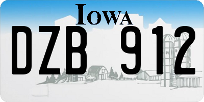 IA license plate DZB912