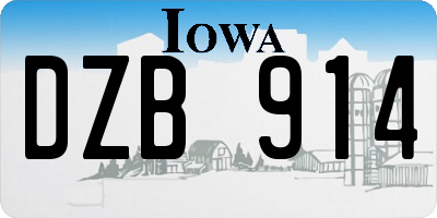 IA license plate DZB914