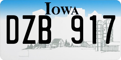 IA license plate DZB917