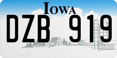 IA license plate DZB919