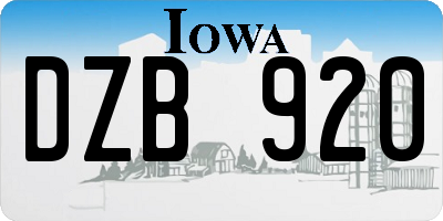 IA license plate DZB920