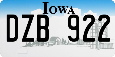 IA license plate DZB922