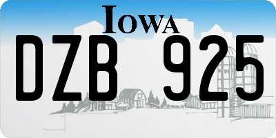 IA license plate DZB925