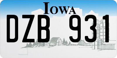 IA license plate DZB931