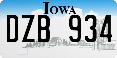 IA license plate DZB934