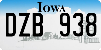 IA license plate DZB938