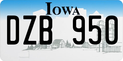 IA license plate DZB950