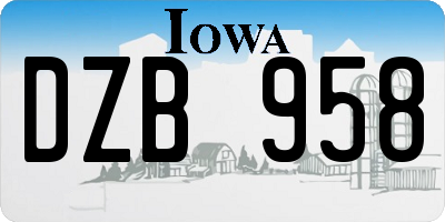 IA license plate DZB958