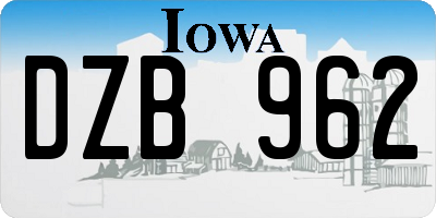 IA license plate DZB962
