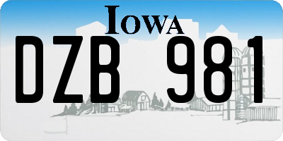 IA license plate DZB981