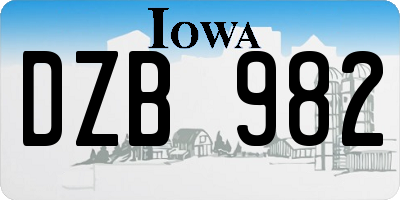 IA license plate DZB982