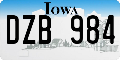 IA license plate DZB984