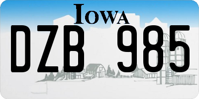 IA license plate DZB985