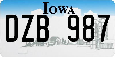 IA license plate DZB987