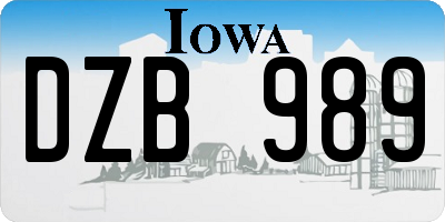 IA license plate DZB989