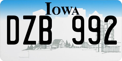 IA license plate DZB992