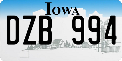 IA license plate DZB994