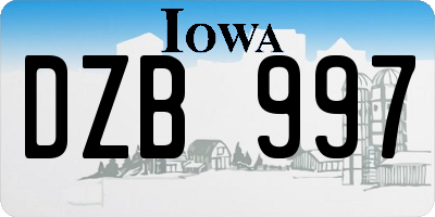 IA license plate DZB997