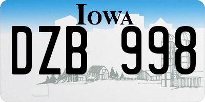 IA license plate DZB998