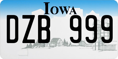 IA license plate DZB999