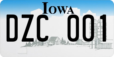 IA license plate DZC001