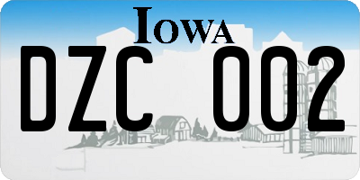 IA license plate DZC002