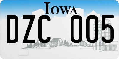 IA license plate DZC005