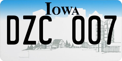 IA license plate DZC007