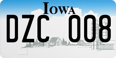 IA license plate DZC008