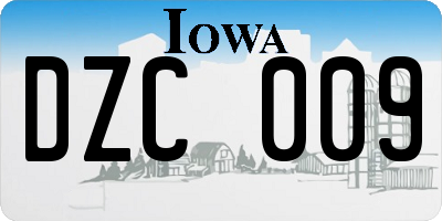 IA license plate DZC009