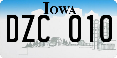 IA license plate DZC010