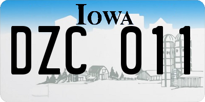 IA license plate DZC011