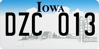 IA license plate DZC013